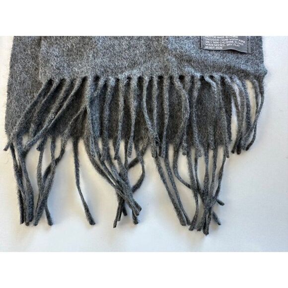 100% Cashmere Grey Fringed Scarf Unisex - Picture 4 of 5